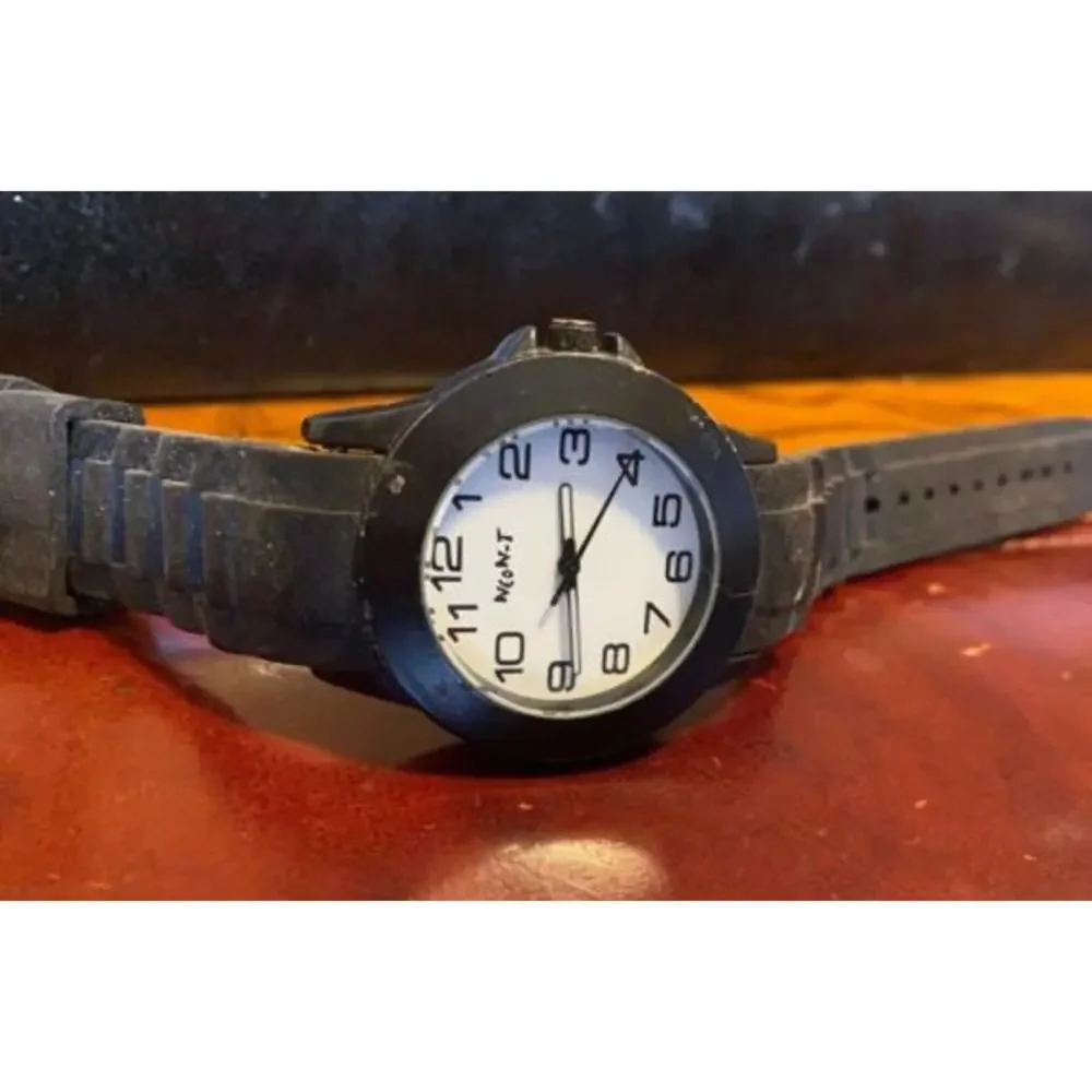 40mm Neon-T watch, Black Metal Case and Poly Band, White Face